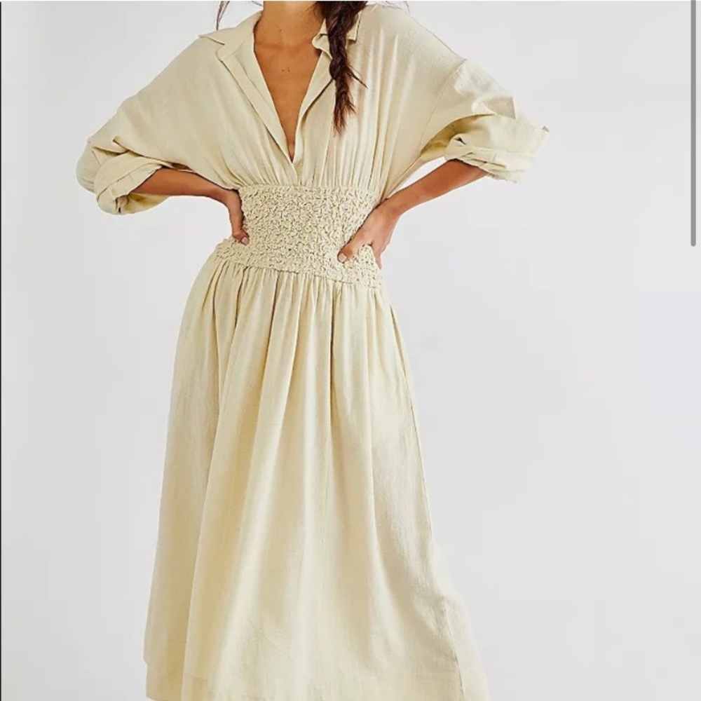 Free People Cream Midi Dress